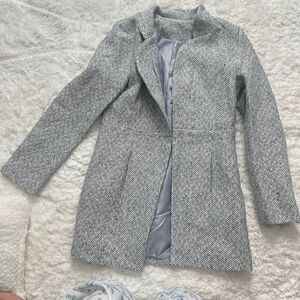 Luxe Overcoat jacket knit tweed style grey size S